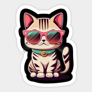 Funny Cat with sunglasses cartoon Sticker